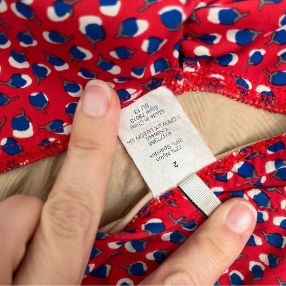 J. Crew Red and Blue Floral Full Coverage Swimsuit - Picture 4 of 10